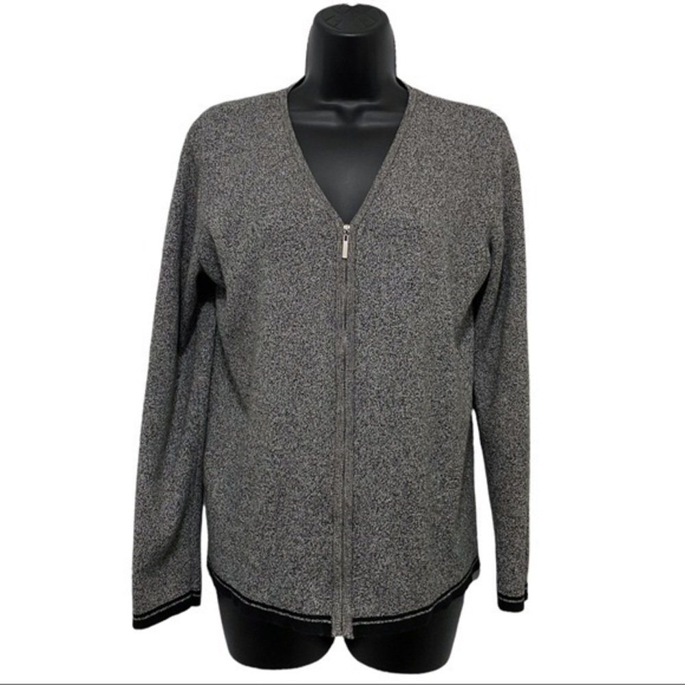 Liz Claiborne Gray Long Sleeve Zip Up Cardigan Size Small
